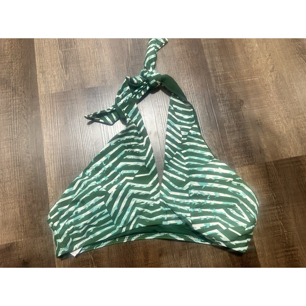 Aerie Green Striped Swim Top Medium